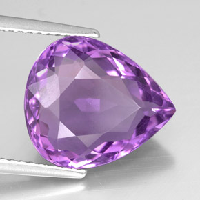 6.22 ct Violet Amethyst Stone, Natural Amethyst in Pear Facet Shape for Sale
