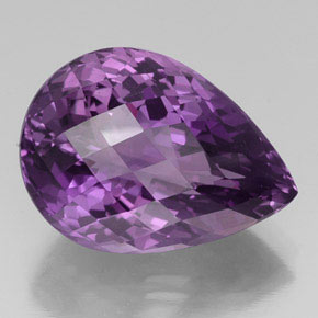27.20 ct Violet Amethyst Stone, Natural Amethyst in Pear Checkerboard Shape for Sale