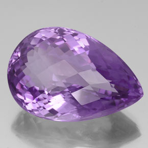 57.89 ct Violet Amethyst Gemstone, Amethyst Gem in Pear Checkerboard Shape for Sale.