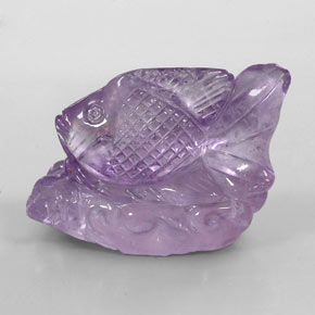 112.80 ct Violet Amethyst Stone, Natural Amethyst in Carved Fish Shape for Sale