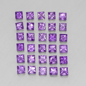 3.51 ct Violet Amethyst Stone, Natural Amethyst in Princess-Cut Shape for Sale