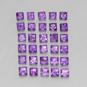 3.77 ctw Violet Amethyst Stones, Natural Amethyst in Princess-Cut Shape for Sale
