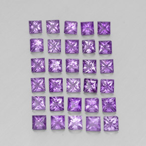 3.80 ct Violet Amethyst Stone, Natural Amethyst in Princess-Cut Shape for Sale