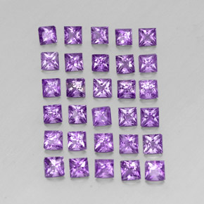 3.53 ct Violet Amethyst Stone, Natural Amethyst in Princess-Cut Shape for Sale