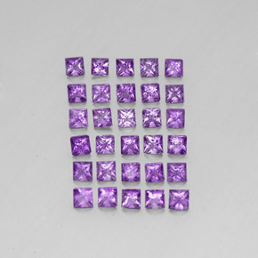 3.73 ctw Violet Amethyst Gemstones, Amethyst Gems in Princess-Cut Shape for Sale.