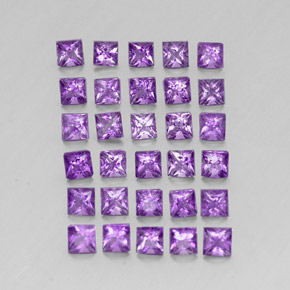 3.73 ctw Violet Amethyst Stones, Natural Amethyst in Princess-Cut Shape for Sale