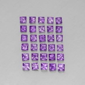 30pc Square Intense Violet Amethyst Lot from Brazil - Weight 3.73ct total / avg. 0.12ct each, Size 3 x 3mm, Color: Intense Violet, Mohs Hardness 7 suitable for daily wear jewelry, Wednesday Gemstone, Photo A