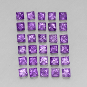 3.78 ct Violet Amethyst Stone, Natural Amethyst in Princess-Cut Shape for Sale