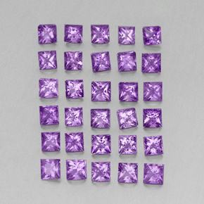 3.54 ct Violet Amethyst Stone, Natural Amethyst in Princess-Cut Shape for Sale
