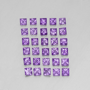 3.42 ct Violet Amethyst Gemstone, Amethyst Gem in Princess-Cut Shape for Sale.