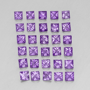 3.42 ct Violet Amethyst Stone, Natural Amethyst in Princess-Cut Shape for Sale