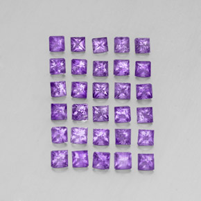 3.77 ctw Violet Amethyst Gemstones, Amethyst Gems in Princess-Cut Shape for Sale.