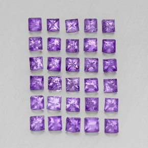 3.77 ctw Violet Amethyst Stones, Natural Amethyst in Princess-Cut Shape for Sale