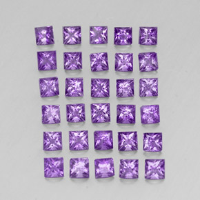 3.60 ct Violet Amethyst Stone, Natural Amethyst in Princess-Cut Shape for Sale