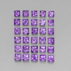 3.62 ct Violet Amethyst Stone, Natural Amethyst in Princess-Cut Shape for Sale