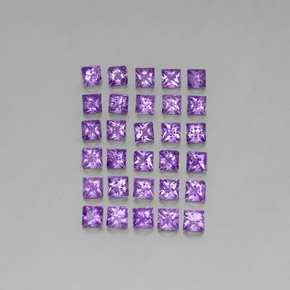 3.67 ctw Violet Amethyst Gemstones, Amethyst Gems in Princess-Cut Shape for Sale.