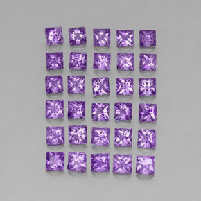3.67 ctw Violet Amethyst Stones, Natural Amethyst in Princess-Cut Shape for Sale