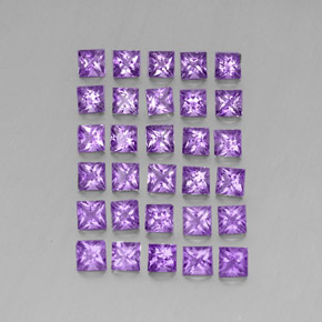 3.59 ctw Violet Amethyst Stones, Natural Amethyst in Princess-Cut Shape for Sale