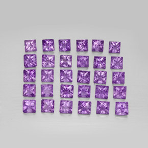 3.72 ct Violet Amethyst Gemstone, Amethyst Gem in Princess-Cut Shape for Sale.