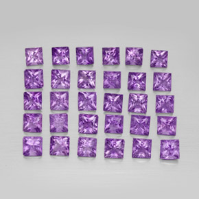 3.72 ct Violet Amethyst Stone, Natural Amethyst in Princess-Cut Shape for Sale