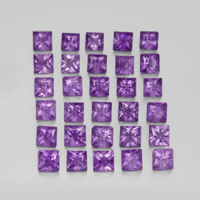 3.72 ct Violet Amethyst Stone, Natural Amethyst in Princess-Cut Shape for Sale