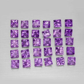 3.91 ct Violet Amethyst Stone, Natural Amethyst in Princess-Cut Shape for Sale