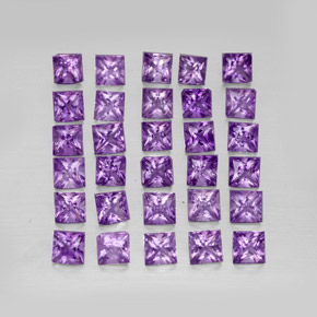 3.55 ct Violet Amethyst Stone, Natural Amethyst in Princess-Cut Shape for Sale