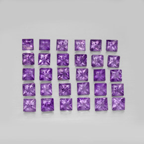 3.66 ct Violet Amethyst Gemstone, Amethyst Gem in Princess-Cut Shape for Sale.