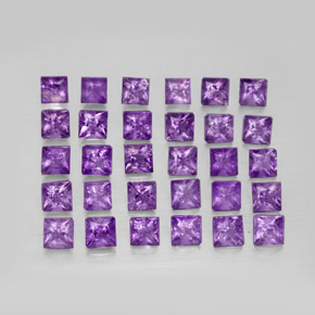3.66 ct Violet Amethyst Stone, Natural Amethyst in Princess-Cut Shape for Sale