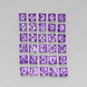 3.43 ct Violet Amethyst Stone, Natural Amethyst in Princess-Cut Shape for Sale