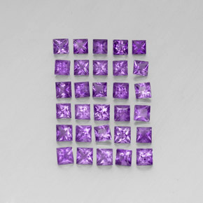 3.66 ct Violet Amethyst Gemstone, Amethyst Gem in Princess-Cut Shape for Sale.