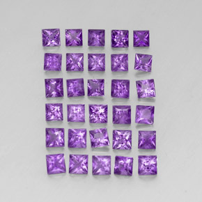 3.66 ct Violet Amethyst Stone, Natural Amethyst in Princess-Cut Shape for Sale