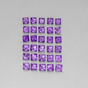 3.79 ctw Violet Amethyst Gemstones, Amethyst Gems in Princess-Cut Shape for Sale.