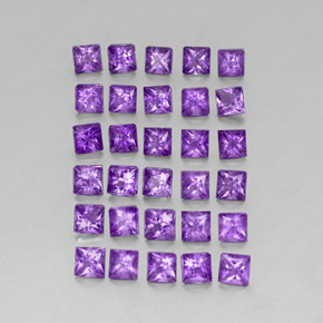 3.79 ctw Violet Amethyst Stones, Natural Amethyst in Princess-Cut Shape for Sale