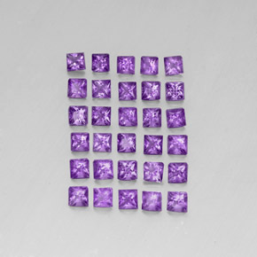 3.81 ctw Violet Amethyst Gemstones, Amethyst Gems in Princess-Cut Shape for Sale.