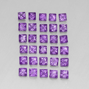 3.81 ctw Violet Amethyst Stones, Natural Amethyst in Princess-Cut Shape for Sale