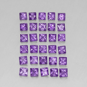 3.68 ct Violet Amethyst Stone, Natural Amethyst in Princess-Cut Shape for Sale
