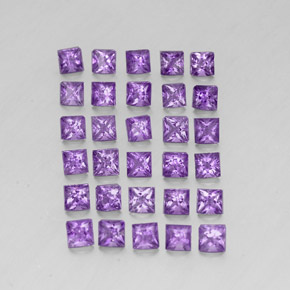 3.64 ctw Violet Amethyst Stones, Natural Amethyst in Princess-Cut Shape for Sale