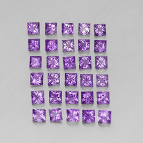 3.84 ct Violet Amethyst Stone, Natural Amethyst in Princess-Cut Shape for Sale