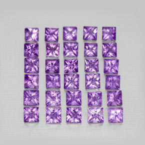 3.49 ct Violet Amethyst Stone, Natural Amethyst in Princess-Cut Shape for Sale