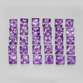 3.68 ct Violet Amethyst Stone, Natural Amethyst in Princess-Cut Shape for Sale