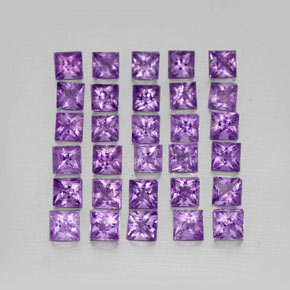 3.42 ct Violet Amethyst Stone, Natural Amethyst in Princess-Cut Shape for Sale