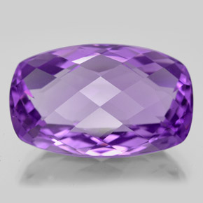 18.21 ct Violet Amethyst Gemstone, Amethyst Gem in Cushion Checkerboard Shape for Sale.