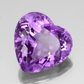 20.85 ct Violet Amethyst Stone, Natural Amethyst in Heart Facet Shape for Sale