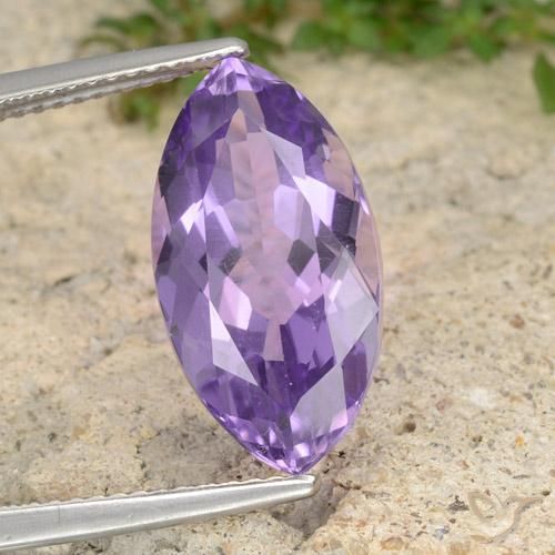 7.27 ct Violet Amethyst Stone, Natural Amethyst in Marquise Facet Shape for Sale