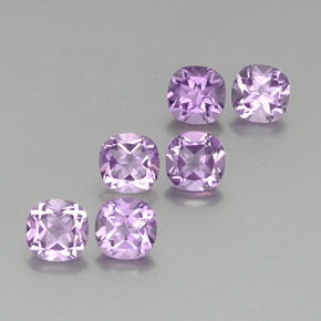 5.51 ctw Violet Amethyst Stones, Natural Amethyst in Cushion-Cut Shape for Sale