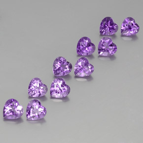 7.37 ctw Violet Amethyst Stones, Natural Amethyst in Heart Facet Shape for Sale