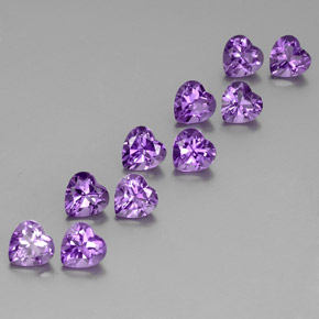 7.53 ctw Violet Amethyst Stones, Natural Amethyst in Heart Facet Shape for Sale