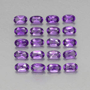 4.34 ctw Violet Amethyst Stones, Natural Amethyst in Oval Facet Shape for Sale