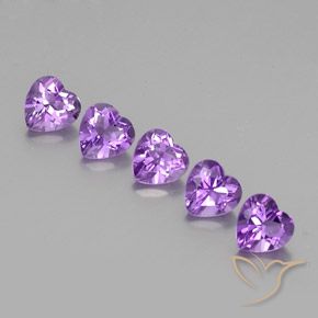 3.52 ctw Violet Amethyst Stones, Natural Amethyst in Heart Facet Shape for Sale